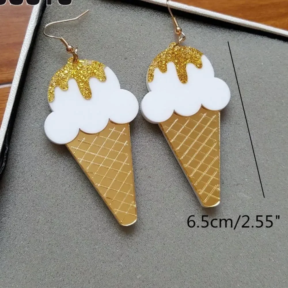 Earrings Gold Ice Cream Cone - Picture 1 of 5